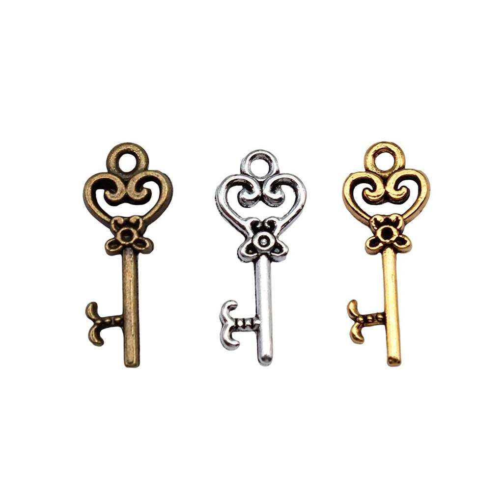 Simple Skeleton Key Charms Multi Color Alloy Pendants For Vintage Themed Jewelry