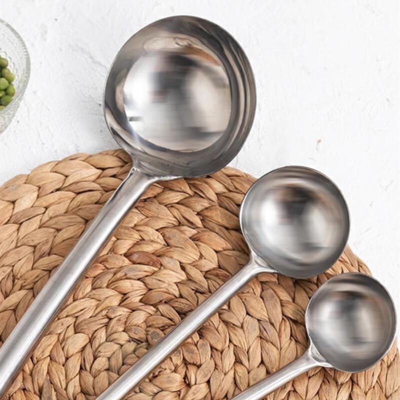 ZISIZ Stainless Steel Chef Wok Spatula & Ladle Set with Wooden Handle