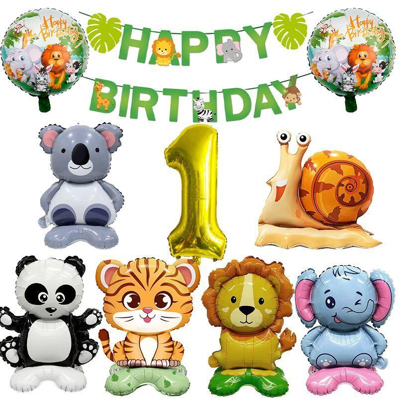 Animal-themed Cartoon Panda and Tiger-shaped Balloons Set for Children s First Birthday animal balloon set 1