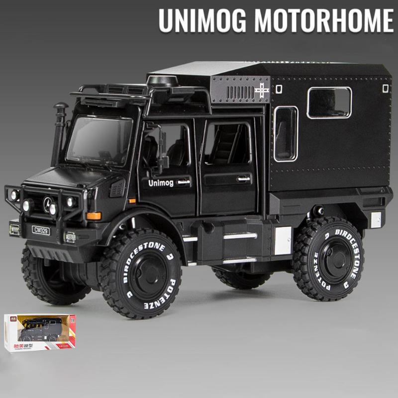 1:Model auta Benz Unimog v měřítku 28, Autíčko s tlakovým odléváním, Otevřené dveře, Světlo a zvuk, Chlapci Hračky Děti Dospělí Dárky