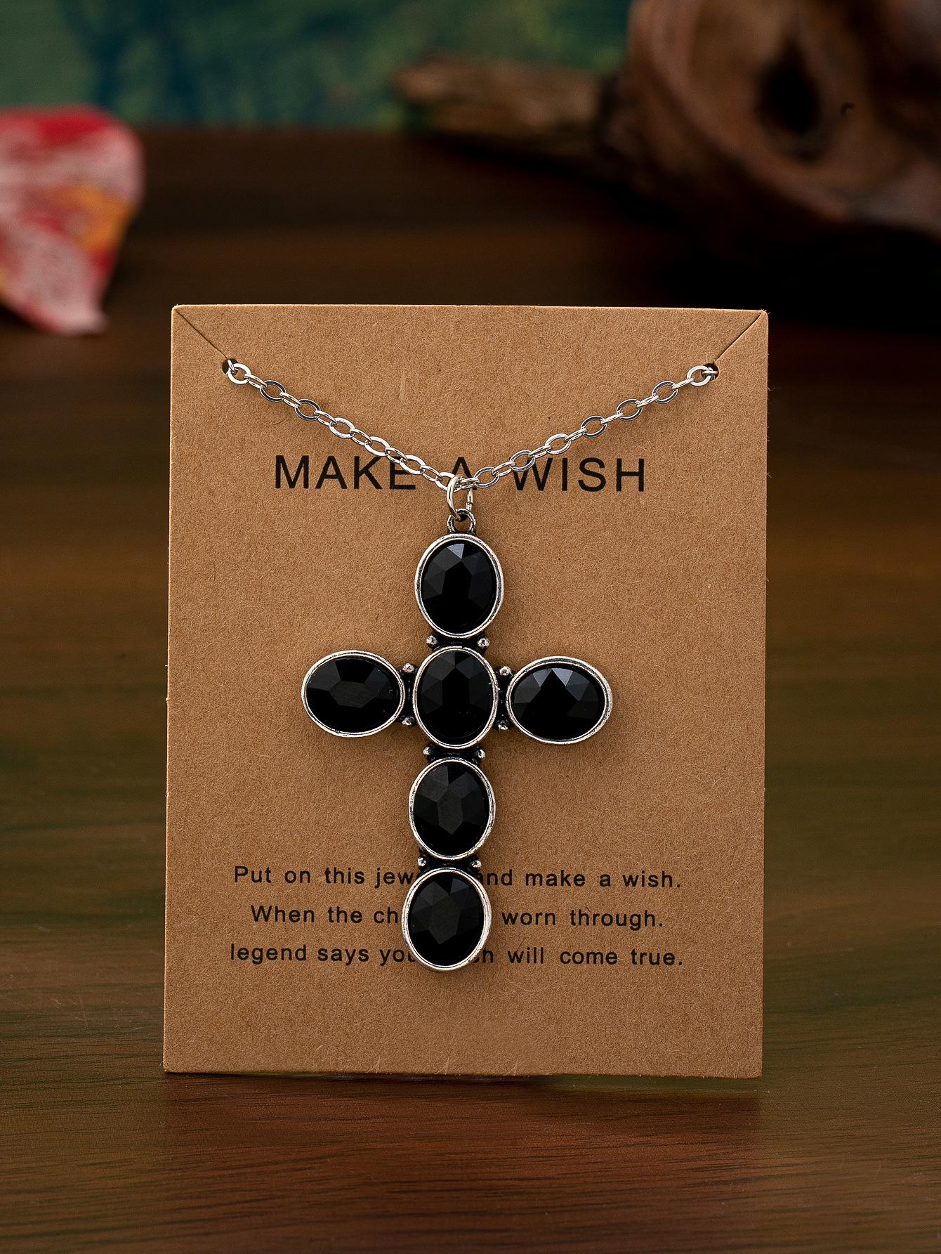 Personalized Retro Women s Cross Pendant Necklace чёрный