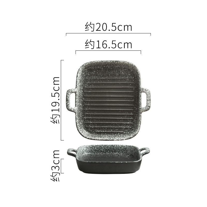 Keramik Doppelohr Gestreifte Backplatte Retro Sushi Sashimi Platte Dessertteller Salatteller Restaurant Spezialgeschirr