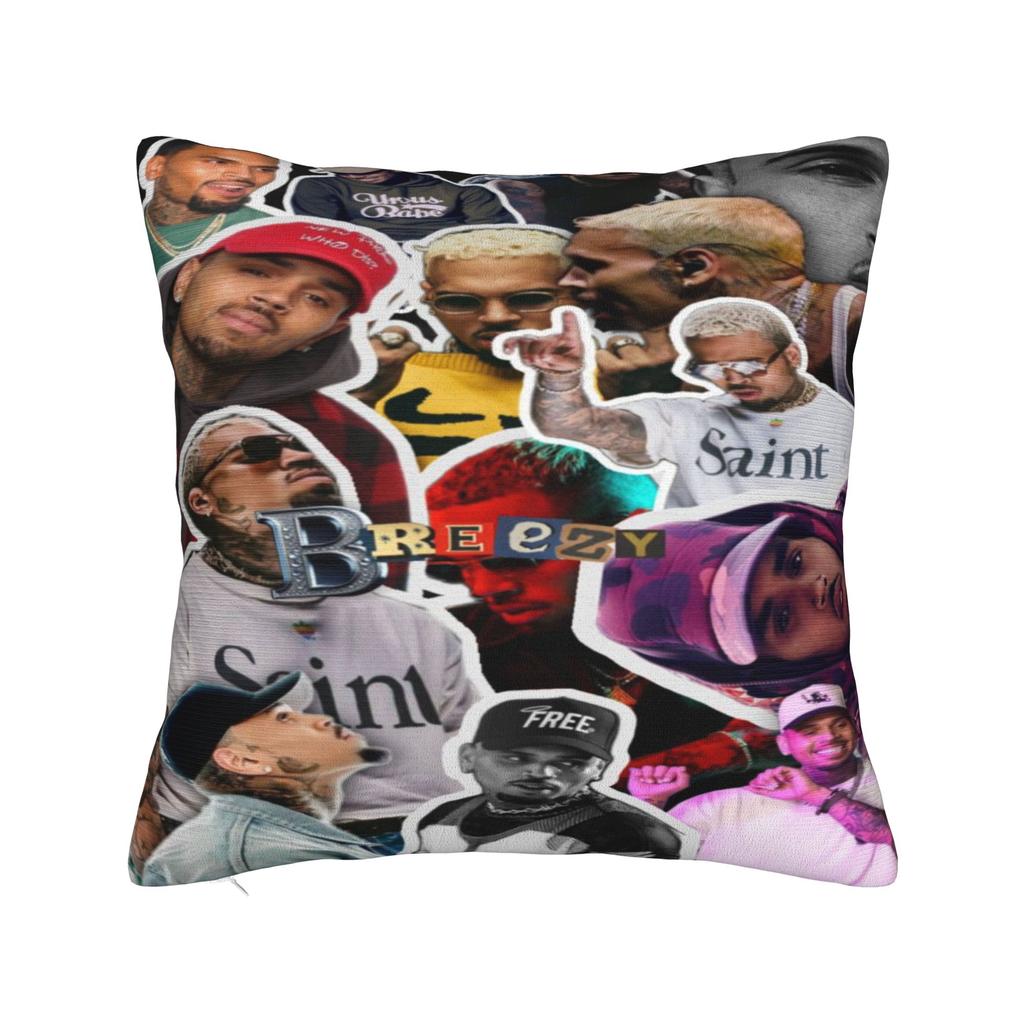 Chris Brown Breezy Bowl XX Tour Printed Pillowcase Cushion Cover  Pillow Covers Warm Sofa Decor Zipper Multiple Sizes