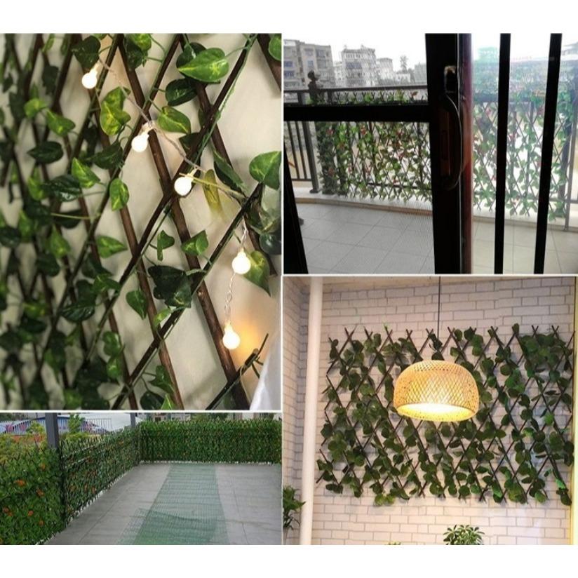Künstlicher Garten Ausziehbarer Zaun, Erweiterbare Kunstgrünblatt-Sichtschutzpaneele, Rattan-Außenheckenranken, Klettergerüst-Dekoration