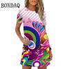 Elegantes Mini-Kleid mit süßem Liebesmuster-Print für Damen und Mädchen, kurzärmliges Sommerkleid, 2026 Neue Frühlingskleidung, Oversize-Sonnenkleid