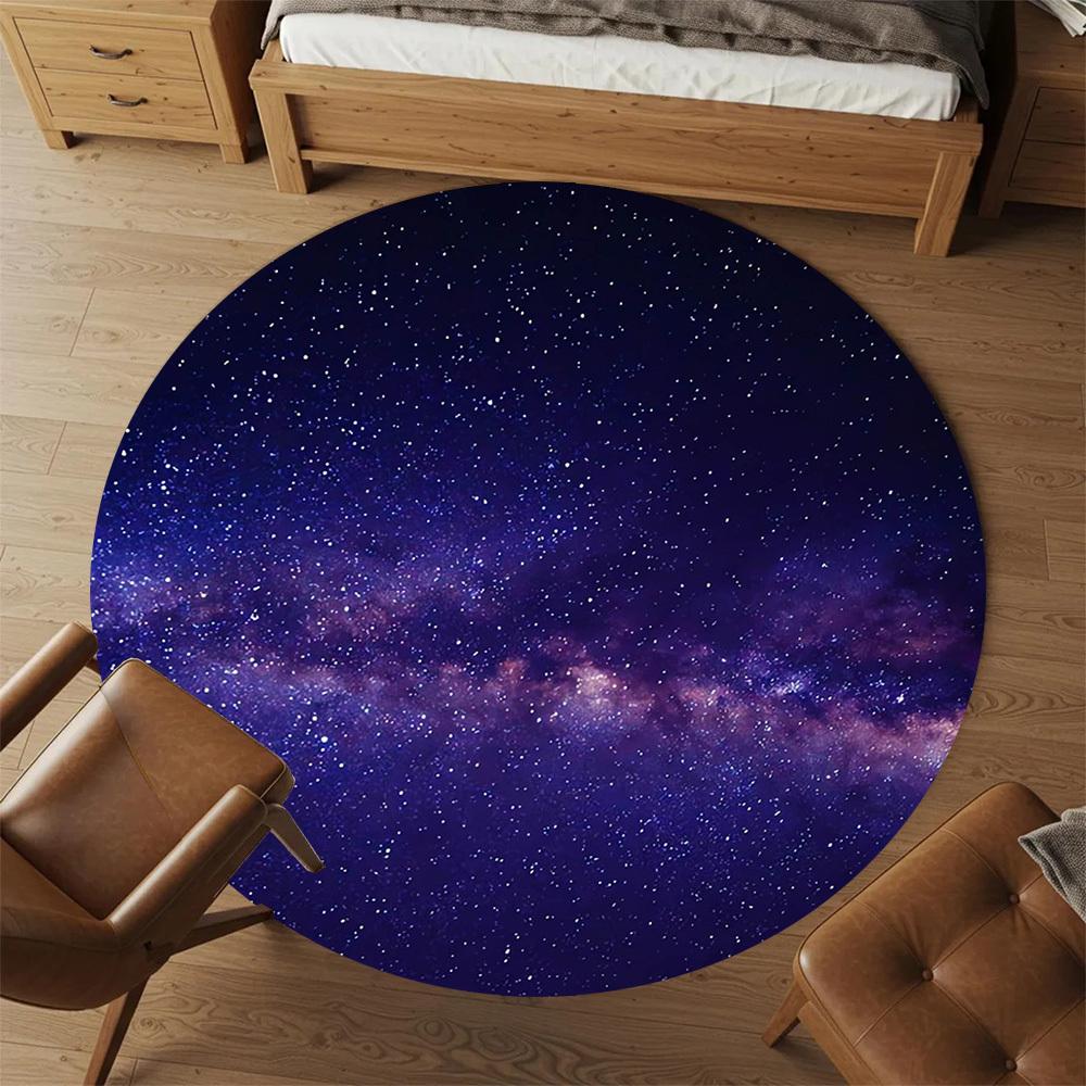 1pc Galaxy Round Chair Mat Area Rug - Non-Slip, Floor Mat for Office, Bedroom, Home Decor Christmas Gift P0811155