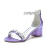 5cm Thick Heel Large Size Green High Heels Fashion Word with Rhinestone High Heels Sandals