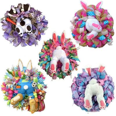 New PVC Easter Door Sticker Self-adhesive Cartoon Wall Sticker Bunny Shape DIY Bunny Ears Sticker HAPPY EASTER DAY