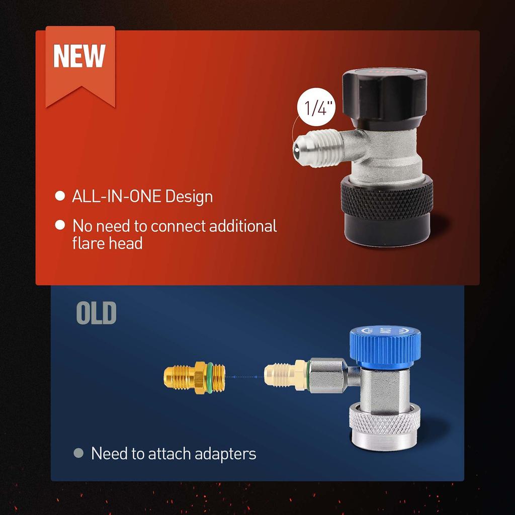 R134A NEW A/C AC Compressor R-134A Manual Quick Coupler Adapter Air Condition 1/4 SAE Connectors Accessories