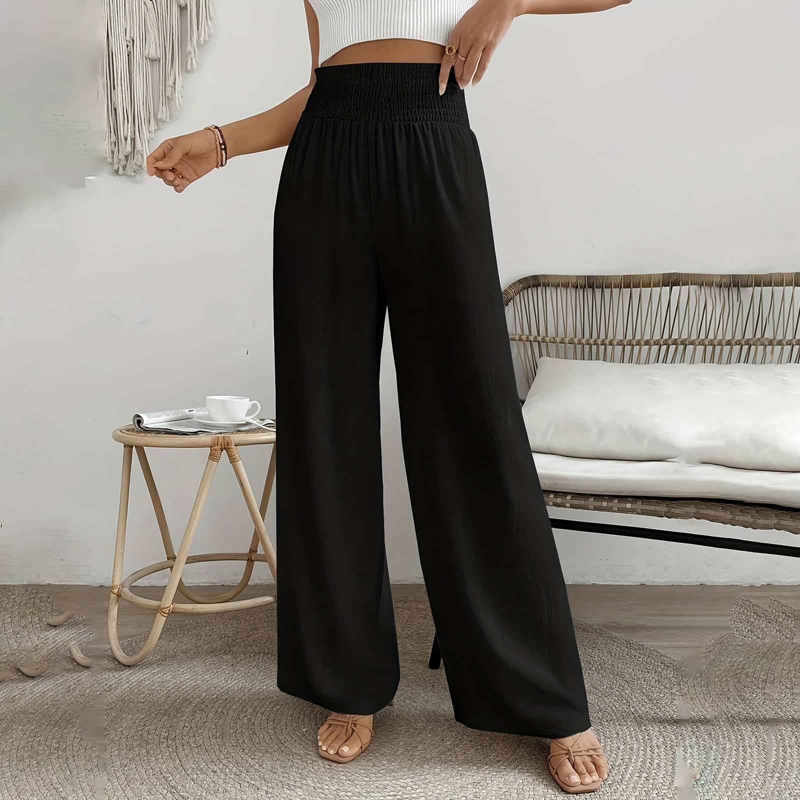 

Женские повседневные и модные свободные и модные однотонные брюки без карманов L чёрный