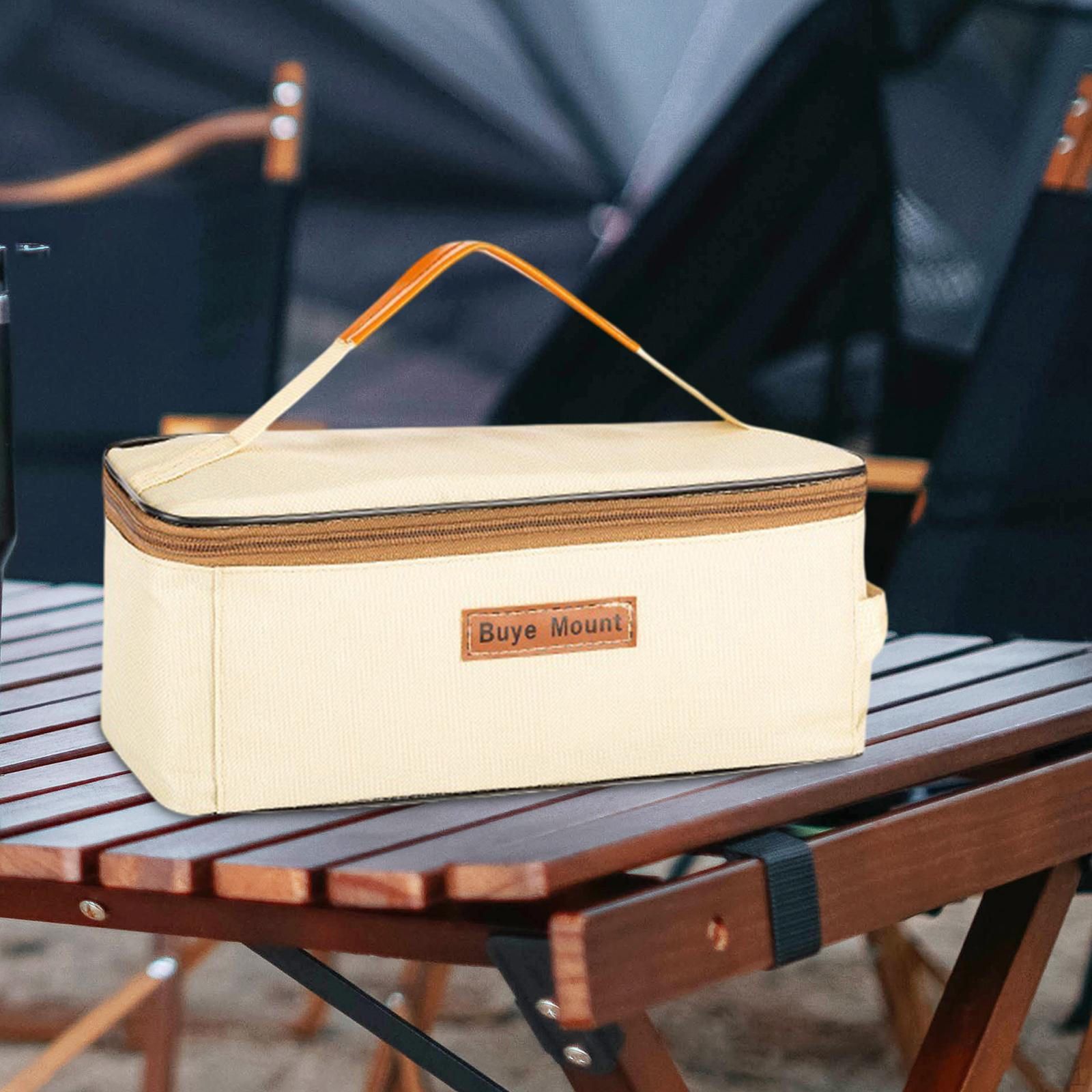 

Сумка для хранения походной посуды, переносная сумка с ручкой, органайзер для пустой посуды, хозяйственная сумка для бежевый