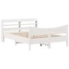 VidaXL Bed Frame with Headboard White 120x200 Cm Solid Pine Wood, Slatted Base, Double Bed Frame, Wooden Bed Frame 3307048