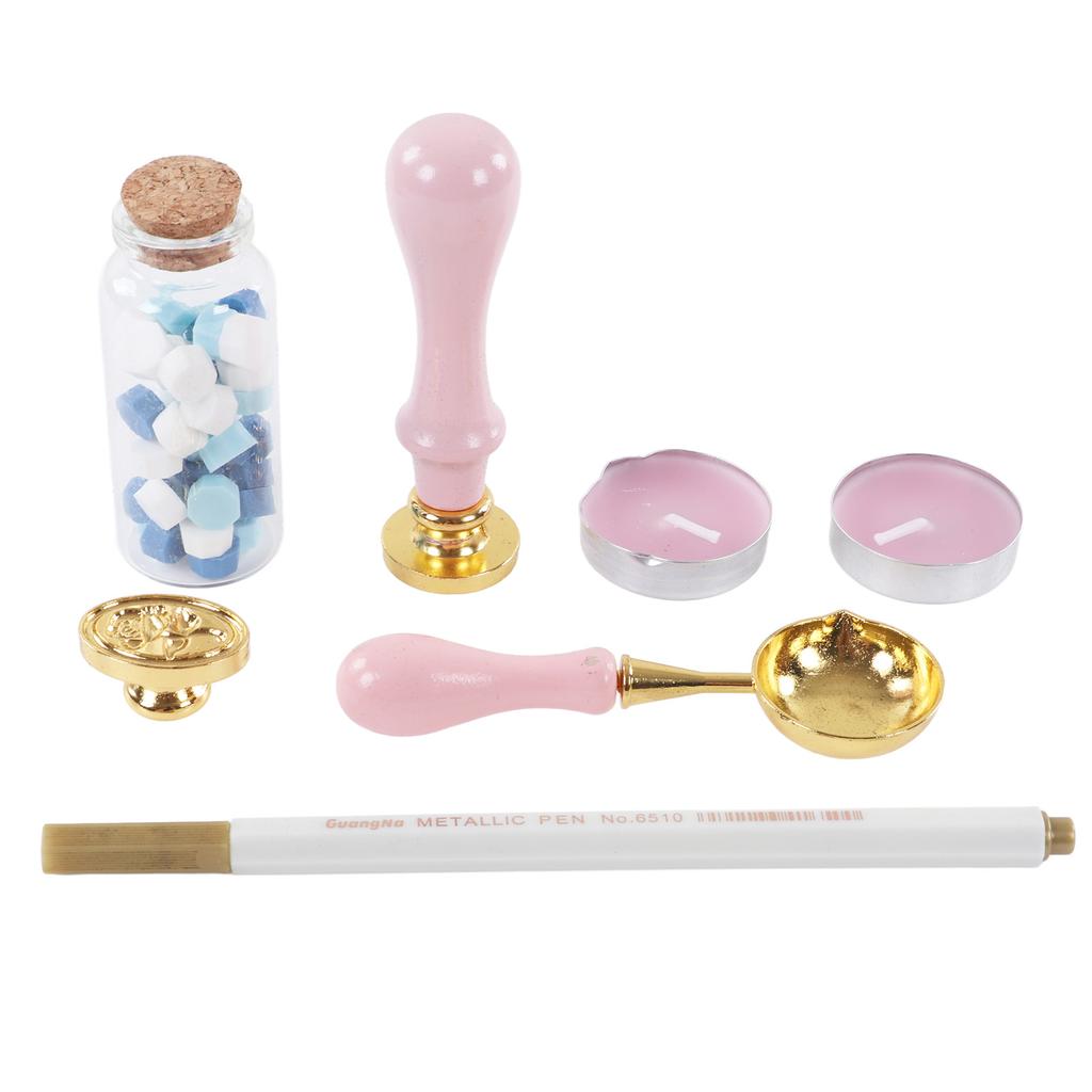 Wax Stamp Kit Retro Clear Pattern Retro Wax Stamp Sealing Kit with Detachable Handle for  Envelop