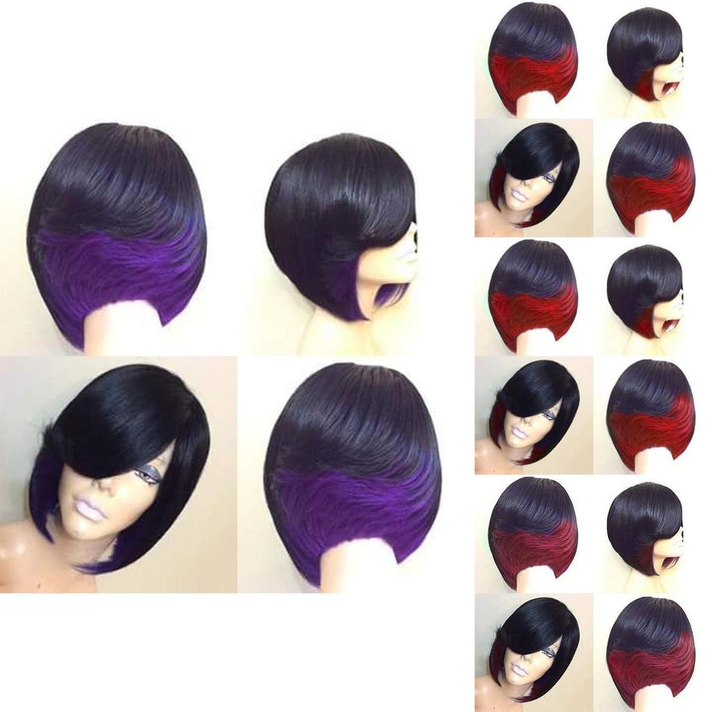 Elegant Short Mix Color Hair Wig With Natural Straight Synthetic Hair For Cosplay