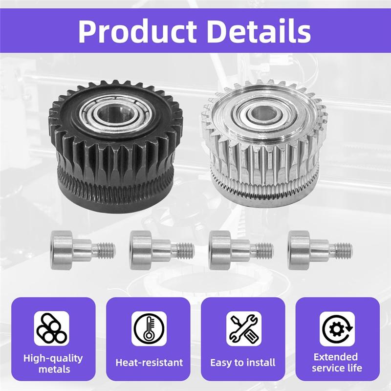 A03F-Hochleistungs-Extruder-Kit für Creality K1 Max-4er-Pack Motorzahnrad mit gehärteten Stahlkomponenten