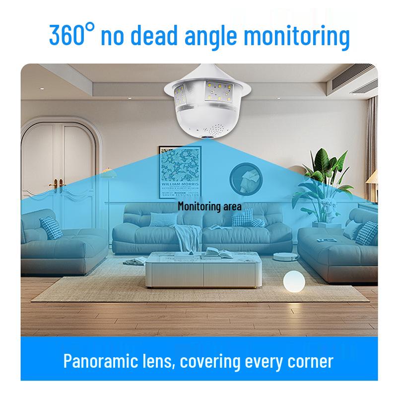 V380 Indoor Panoramic VR Fisheye Wireless Full-Color HD Night Vision Security Camera