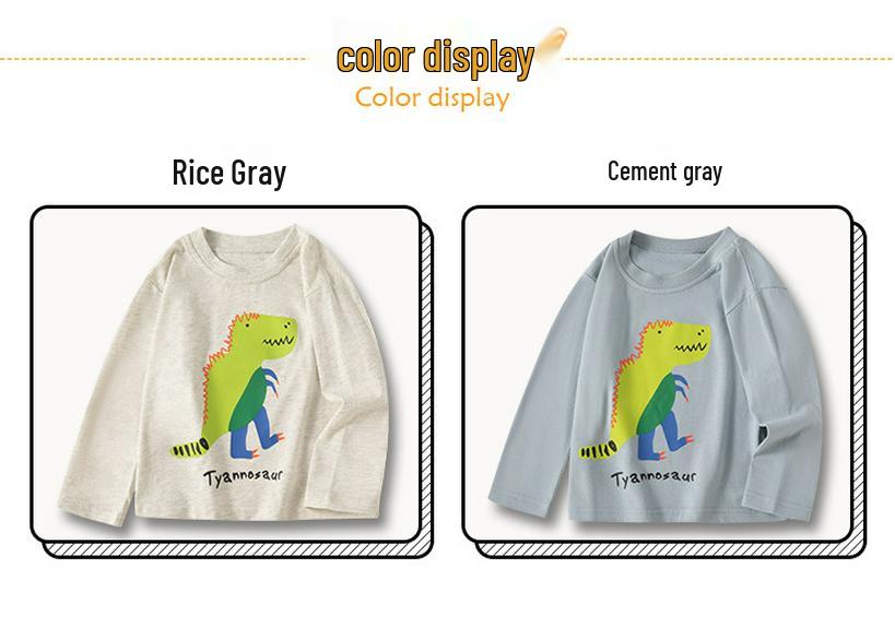 Boys' Dinosaur Pattern Long-sleeved T-shirt - Trendy Base Layer for Kids