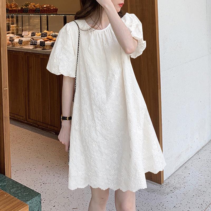 

ZANZEA Женские летние платья А-силуэта с круглым вырезом и короткими рукавами-фонариками 4XL белый