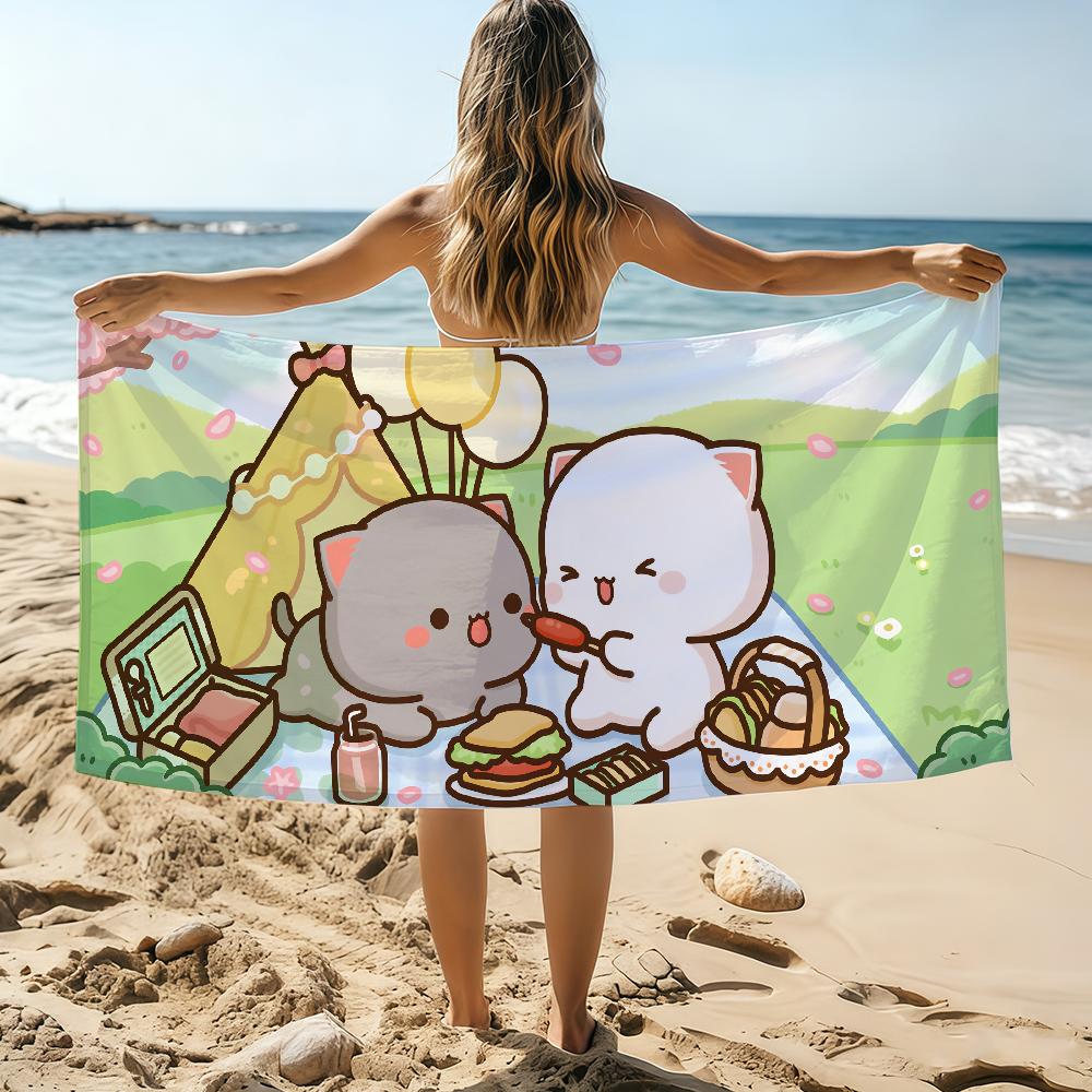 

Mochi Cat Cute Towel Beach Towel Oversized Quick Dry Towel Absorbent Soft Swim BeachTowels for Men Women W30*H60(CM)