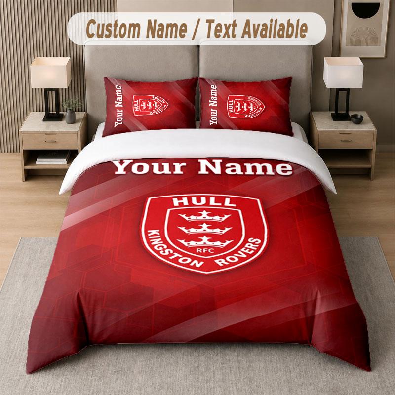 Custom Bedding Set Hull KR Pattern, Print Name Text 1 Duvet Cover Plus 2 Pillowcases Home Textile