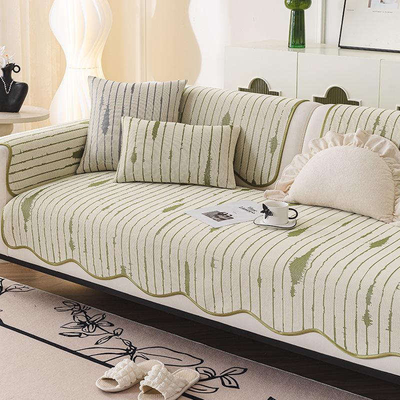 Special-Shaped Summer Ice Silk Sofa Cushion Summer Mat Seat Cushion Fixed Non-Slip Sofa Cover New Cover
