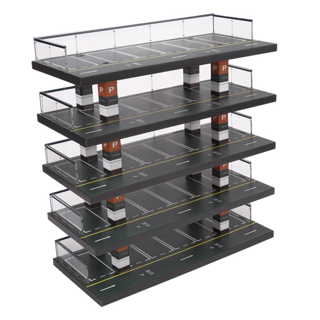 1/64 Parking Lot Display Case Model Car Garage Wood Frame Collectibles Layout Ornaments