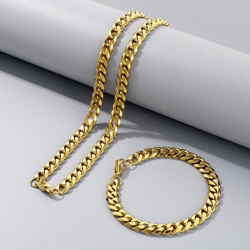 Halskette aus Titanstahl mit dicker Hip-Hop-Kette, Edelstahl sechsseitig geschliffene Kette mit Kettenschmuck