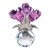 Faux Crystal Rose Flower Ornament Handmade Bouquet Figurine Mini Flower Vase Decoration Wife Girlfriend Women Wedding Anniversary Birthday Gift