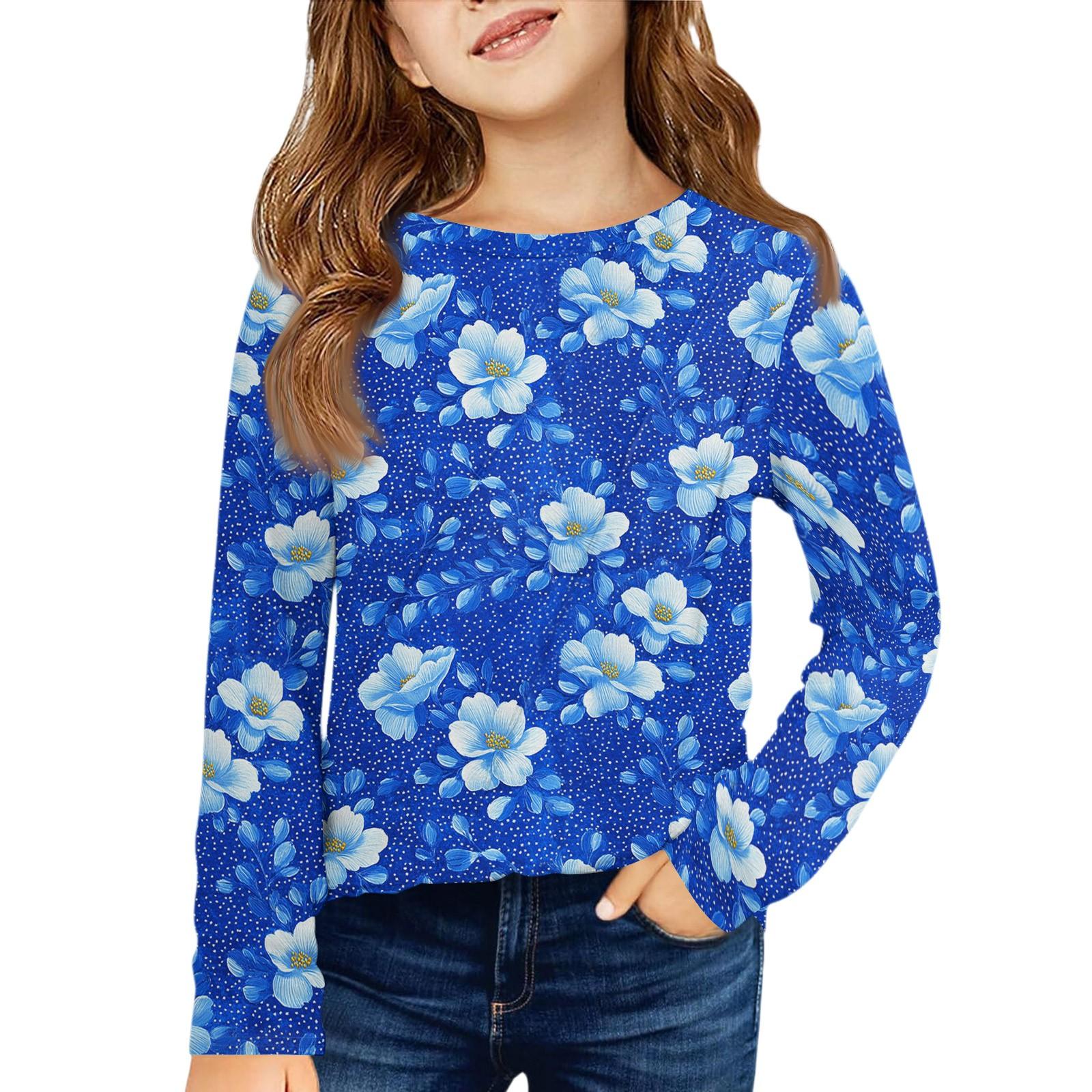 

Девичья футболка с длинным рукавом - Плиссированный круглый вырез, повседневный топ 160