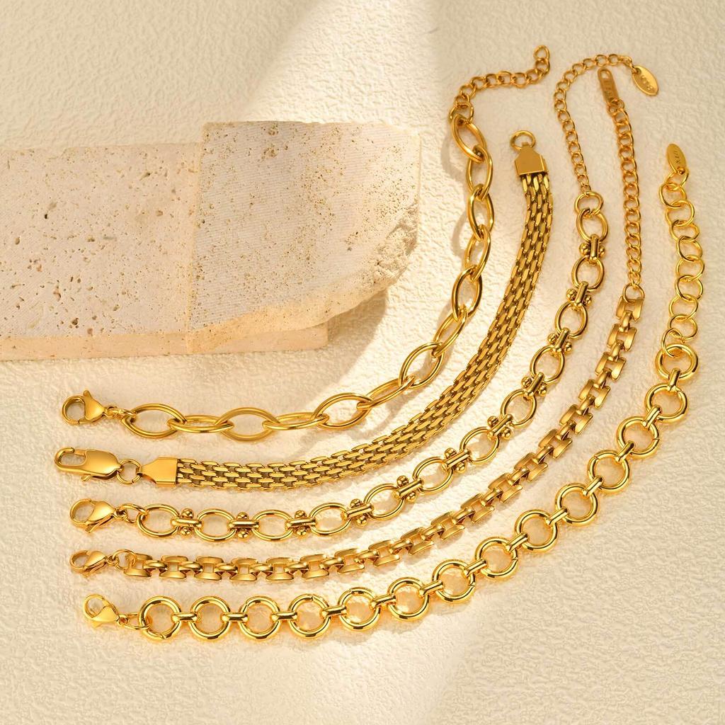 316L Roestvrij Staal Armband, 18K Verguld Ketting Armband Bangle, Waterdicht Dames Sieraden Cadeau Voor Feest