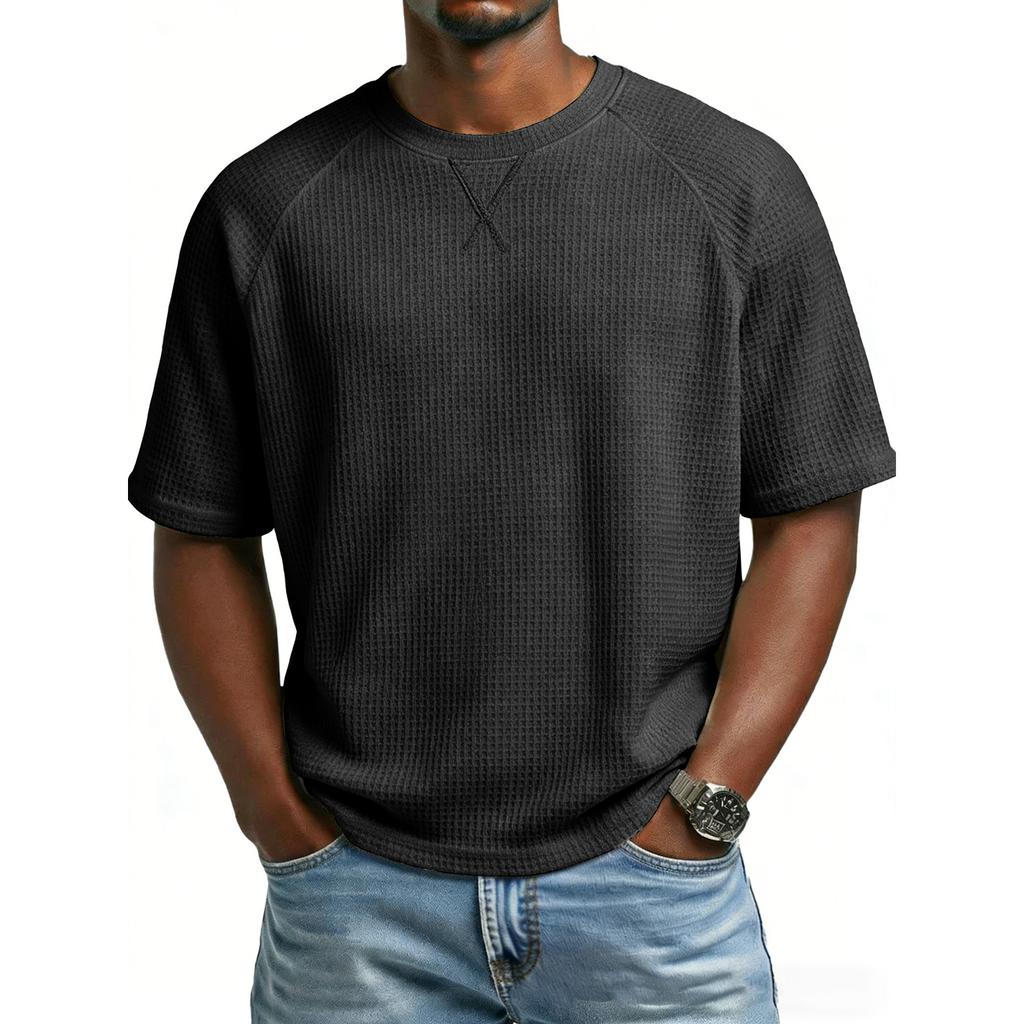 Men's -Knit Raglan Sleeve Round Neck Short Sleeve