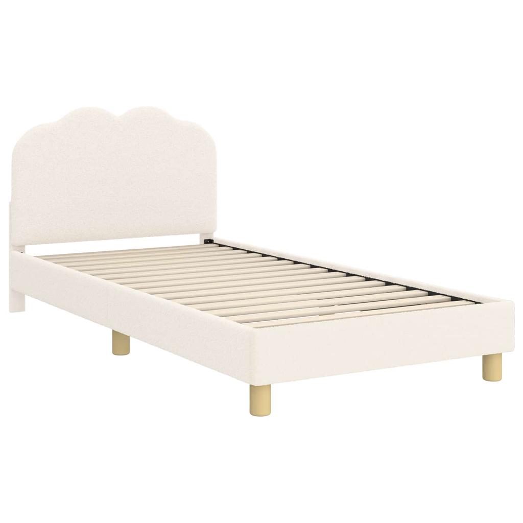 Children s Bed Frame with Headboard Cream 80 x 200 cm Boucle