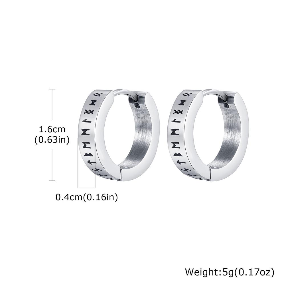 Pendientes de Aro Huggie Vikingos para Hombre, Pendientes con Runa Vikinga Noruega que Nunca se Desvanecen, Joyería para Orejas Religiosa de Moda, Regalos