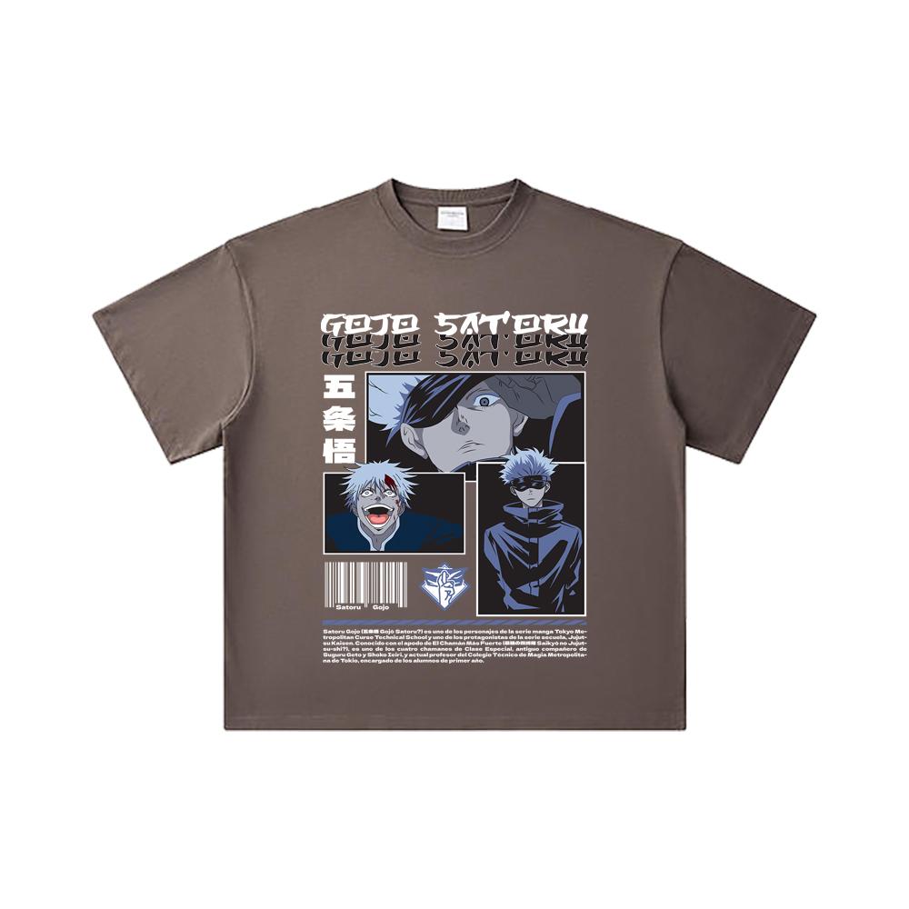 260 GSM Doppelgarn 32er Zählung 100% Baumwolle Jujutsu Kaisen V26 Gojo Druck Unisex Schweres Baumwoll-T-Shirt