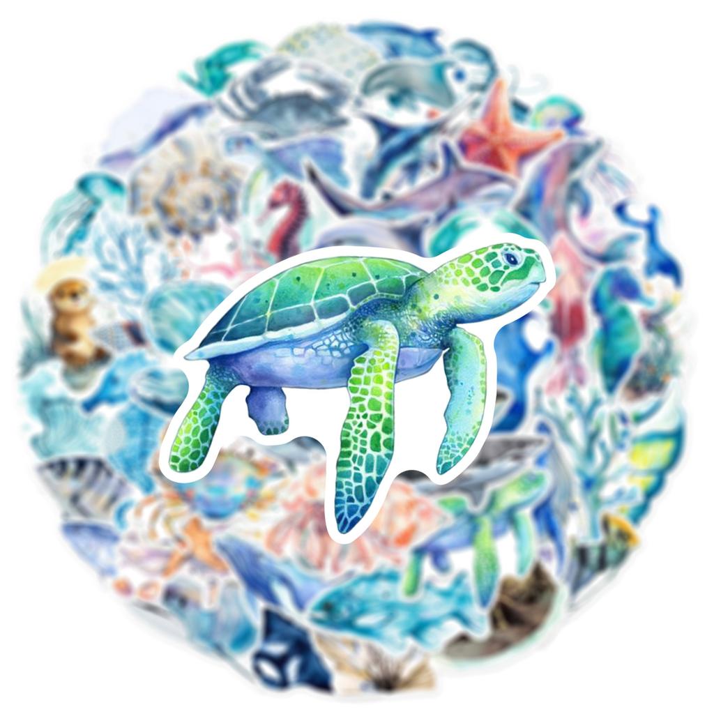50Pcs Underwater World Graffiti Stickers Water Bottle Laptop Phone Bicycle Luggage Case Skateboard Children Adult Sticker