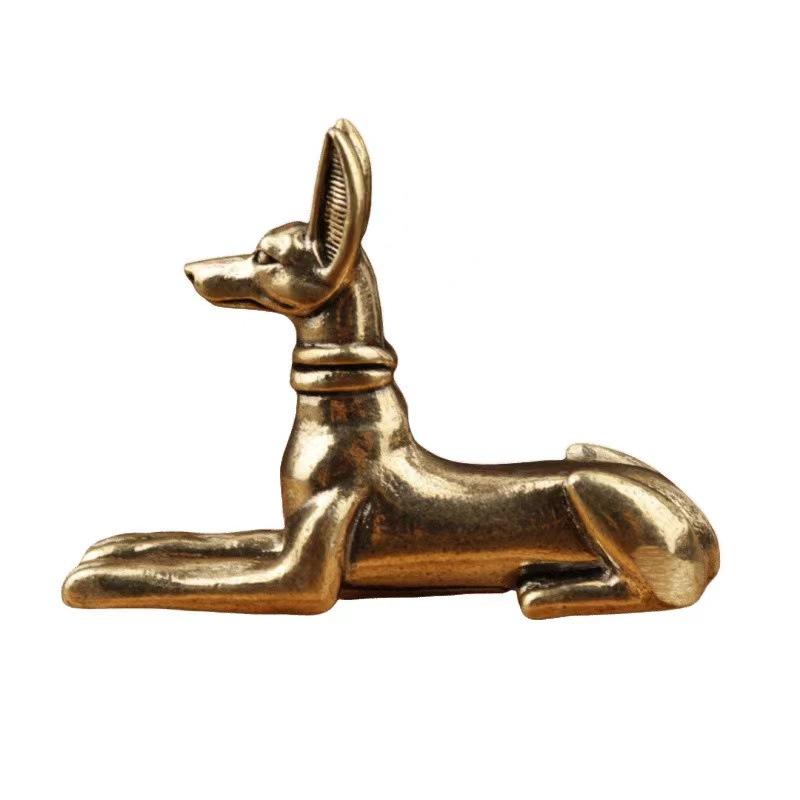 Copper Desk Ornaments German Shepherd Dog Miniatures Figurines Handmade Retro Brass Animal Statue Home Decorations Accessories