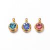 10Pcs 6mm Stainless Steel Birthstone Necklace Pendant Jewelry Making Rhinestone Charms For Women Earrings DIY Accessories Gift