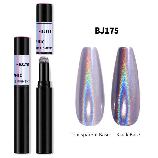 Nail Art Glitter Magic Mirror Pen Pudră Pernă de aer Laser holografică Pigmenți solizi Gel UV Instrument de manichiură