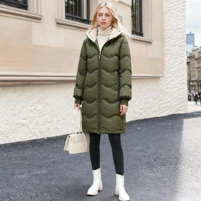 Dames Lange Pufferjas Winter Fleece Gevoerd Verdikt Donzen Jack Winddicht Warm Gewatteerde Parka Rits Sluiting Capuchon Bovenkleding