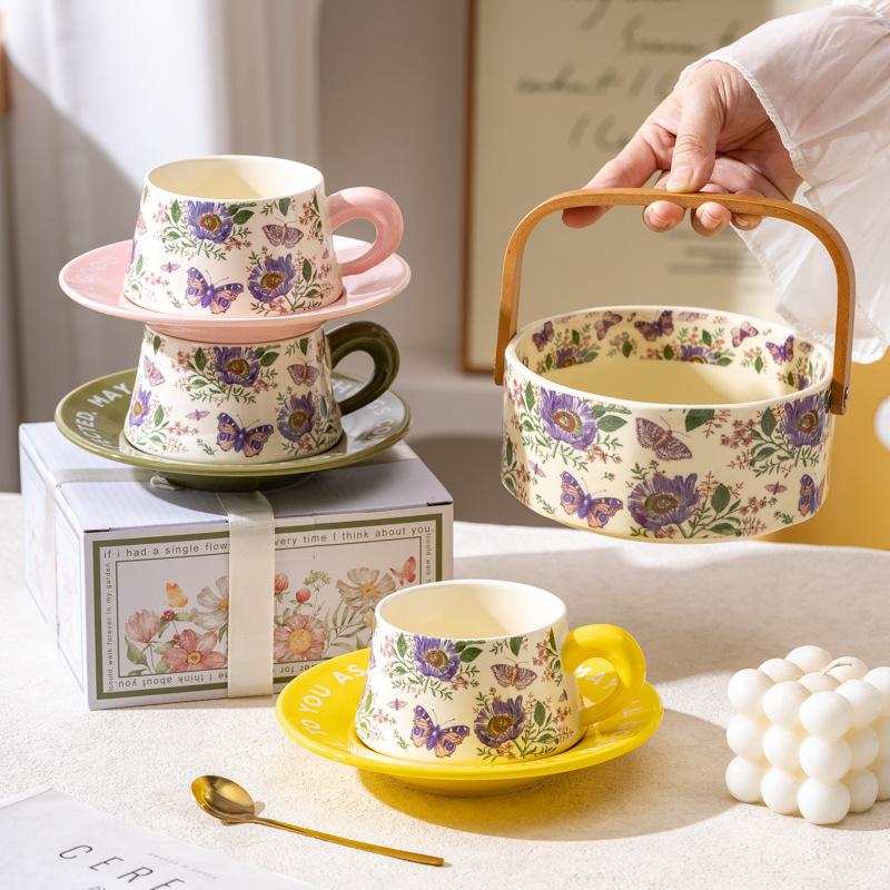 Crape Myrtle Coffee Cups and Plates Event Gifts Opening Ceremony Souvenirs Wedding Gifts  Birthday Gift Boxes for Your Girlfriend