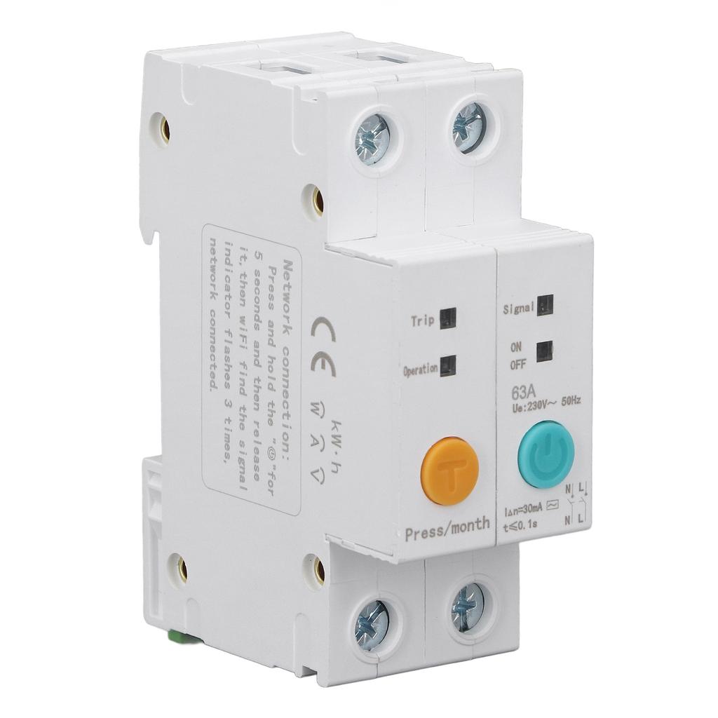 WiFi Smart Circuit Breaker Time Relay Switch Din Rail Mount APP Remote Control Switch 2P AC230V 63A