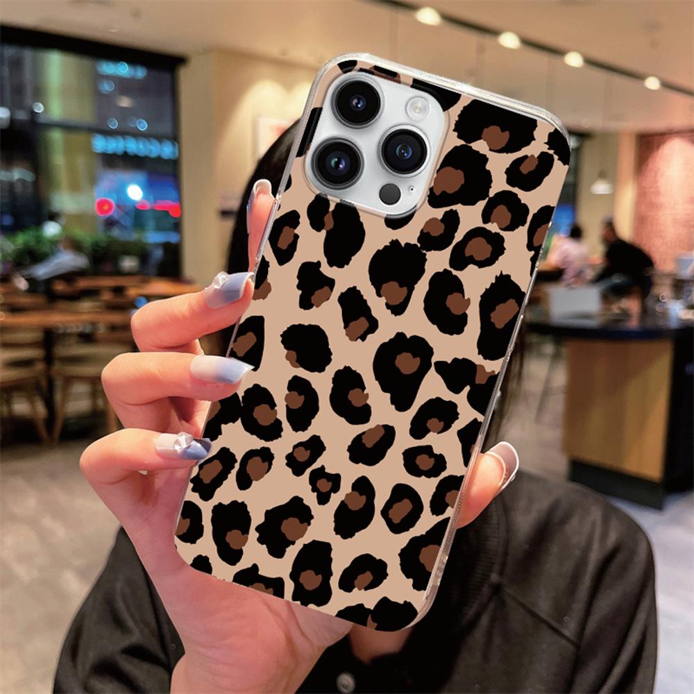 For Apple iphone 12 Pro Max 14 13 Plus Clear Cover Transparent for Artistic Pink Marble White Brown Leopard Print Phone Case TPU