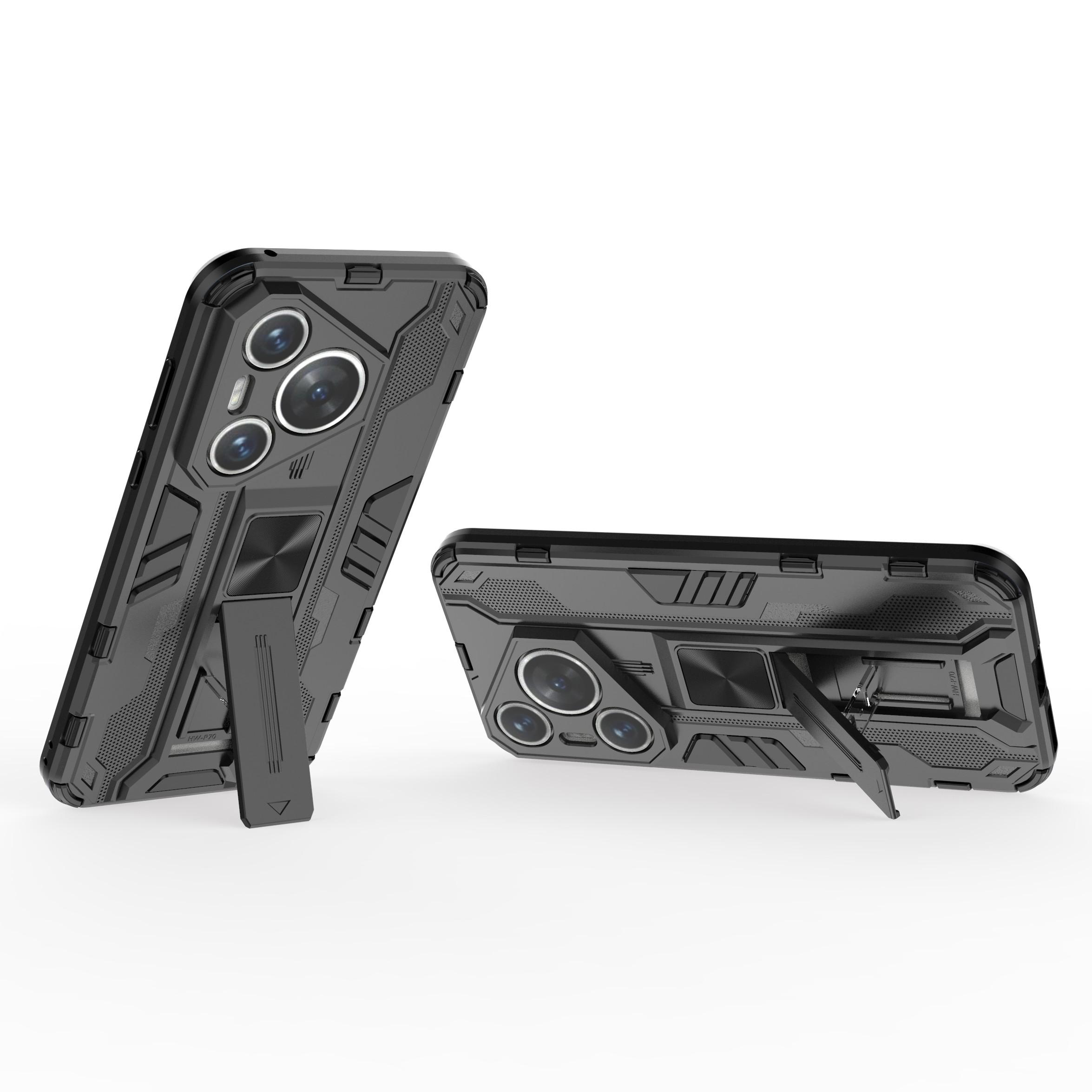 

For Huawei Pura 70 Case Foldable Kickstand PC+TPU Hybrid Phone Cover Black