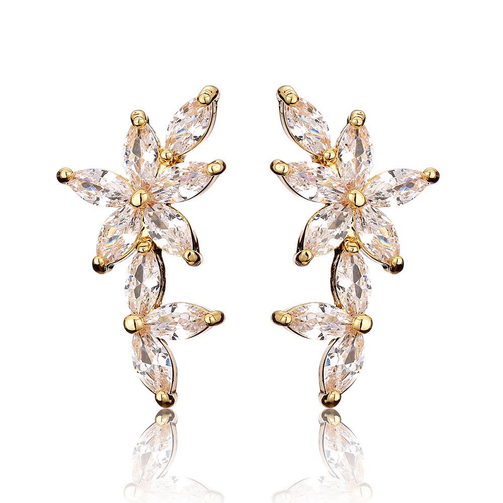 

Летние серьги-пусеты с корейским цирконом класса люкс для женщин - Простой, популярный дизайн золотой