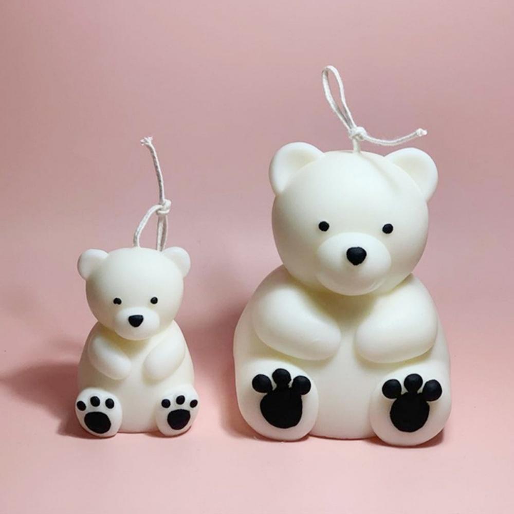 3D Cute Cartoon Bear Silicone Candle Mold Diy Handmade Soap Plaster Ice Cube Baking Mould Birthday Party Wedding Gift Making Kit