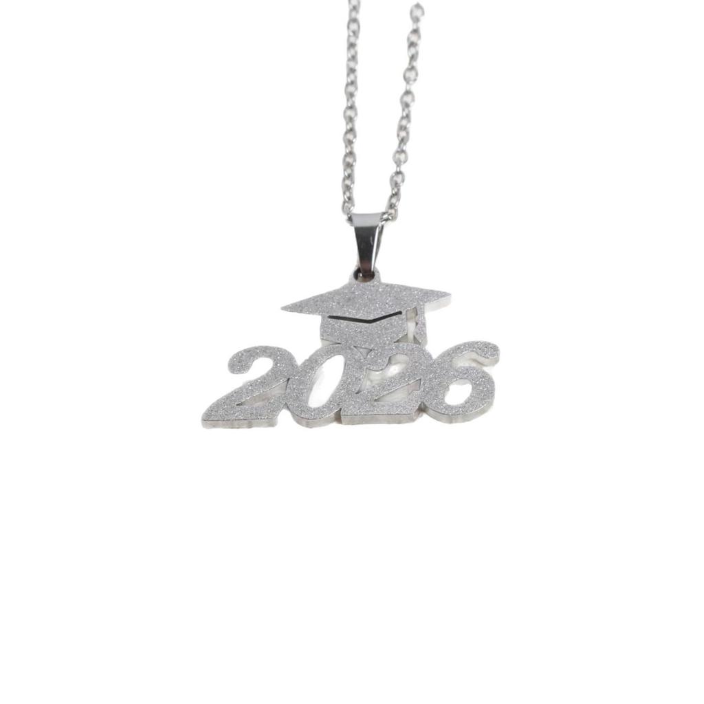 Fashion 2026 Year Graduation Pendant Necklace Minimalist Stainless Steel Gold Plated Gift for Students Jewelry Gift