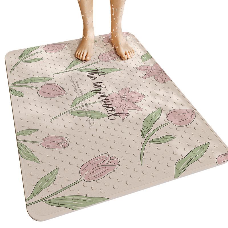 Fresh Flower Non-Slip With Suction Cup Floor Mat Children The Elderly Pregnant Women Bathroom Bath Anti-Drop Mat Household