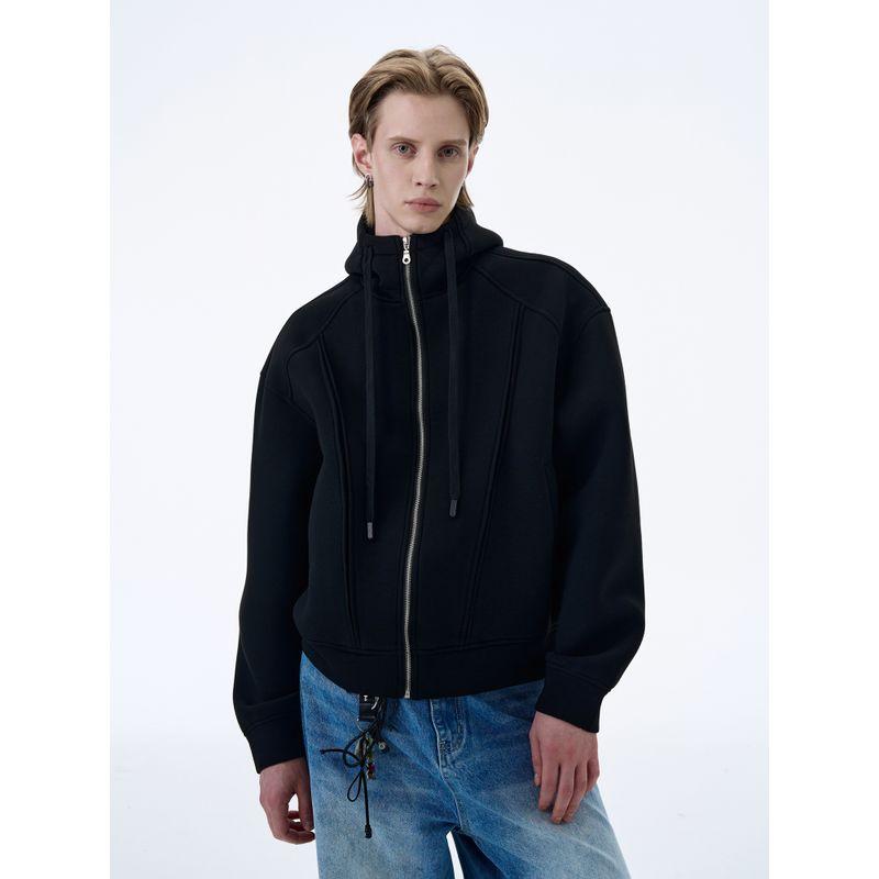 Kisko High-End American-Style Air Layer Zipper Hooded Cardigan Sweatshirt for Men and Women, Autumn Loose Casual Jacket Trendy