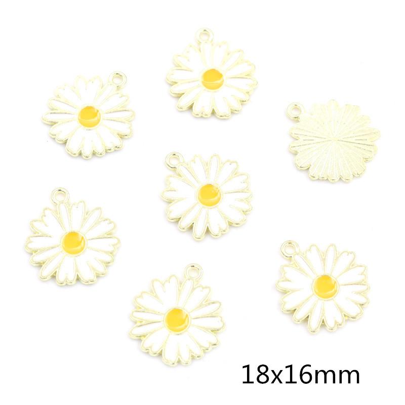 20pcs Enamel Flower Charms Pendant Alloy Metal DIY Jewelry Making Accessories Findings for Earrings Necklace Bracelet