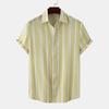 Men's Striped British Style New Cross 1D Digital Printing Summer Casual Short Sleeve Shirt Premium Sense